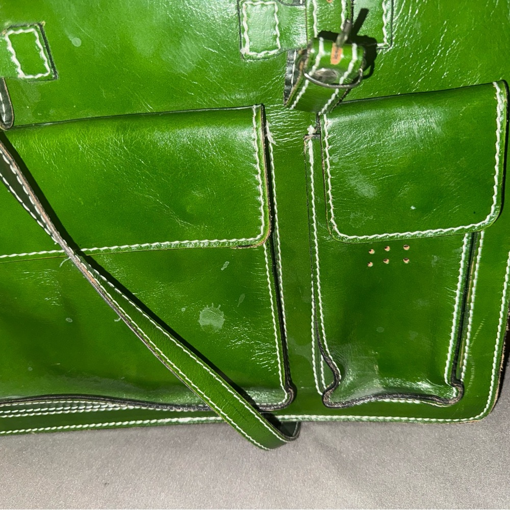 Green Leather Women's brief case